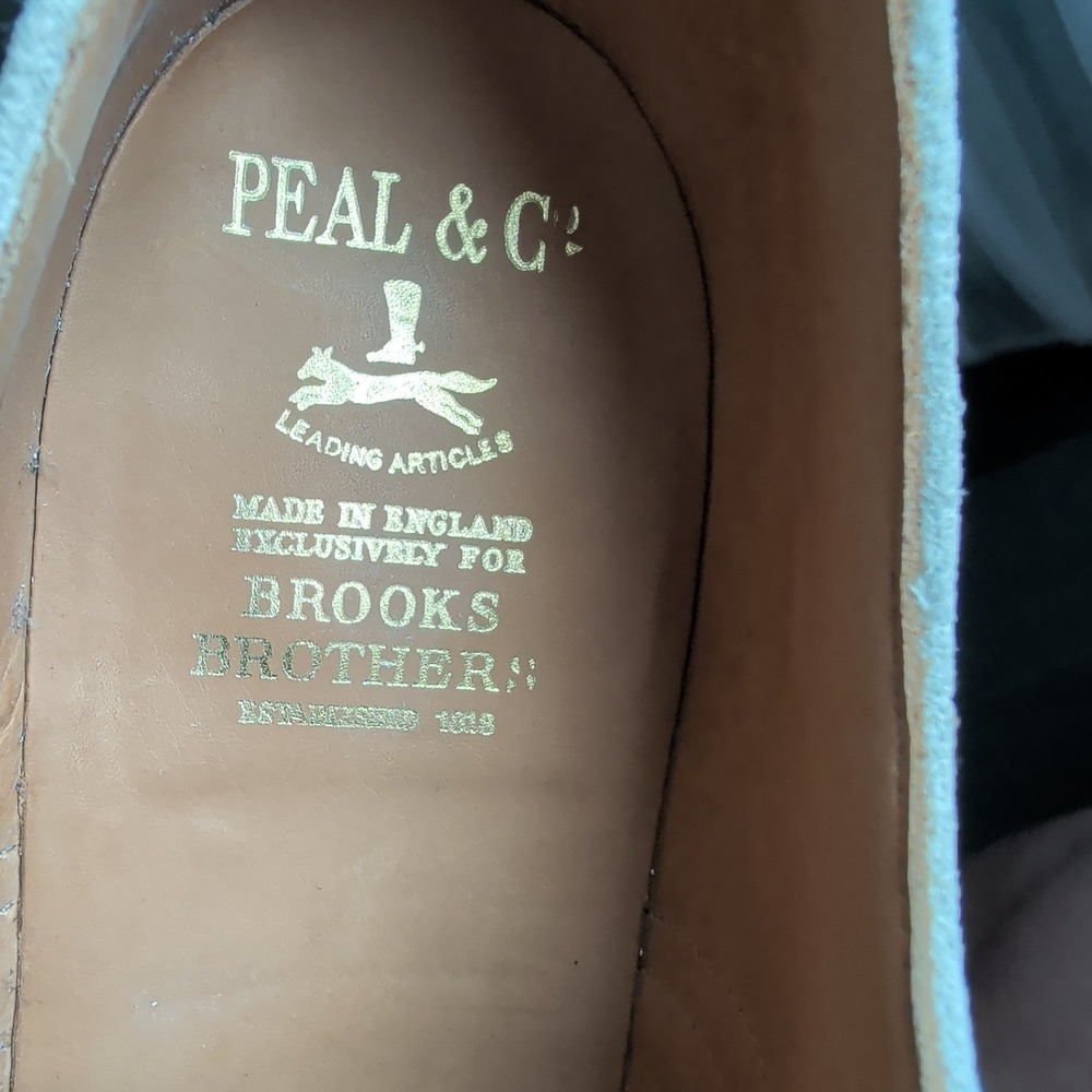 Brooks Brothers Peal & Co Mens White Buck Wingtip Oxford Shoes 11.5 D England - Picture 3 of 14